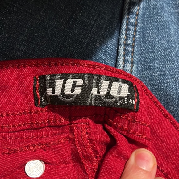 Maroon/Red Flare Jeans - Picture 4 of 5